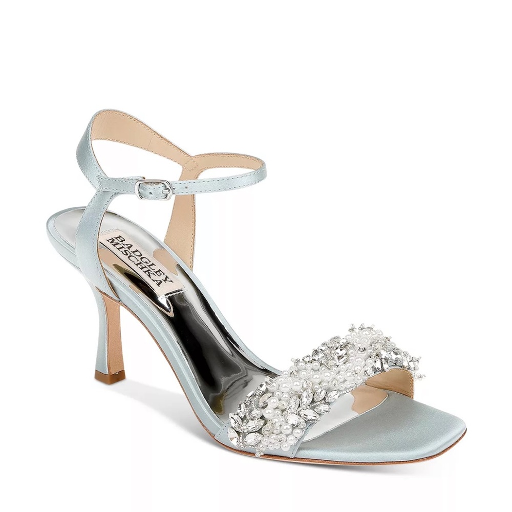 FINAL SALE Badgley Mischka kate mist blue crystals pearls wedding brida  9M NWT